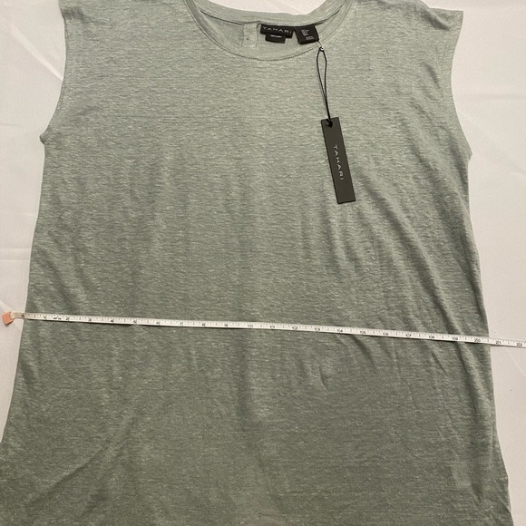 Tahari Women's Size L 100% Linen sleeveless Top Button Back - Picture 8 of 11